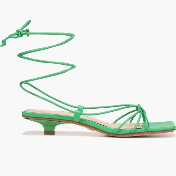 Veronica Beard Foley Ankle Tie Sandal Jungle Green - Picture 8 of 14